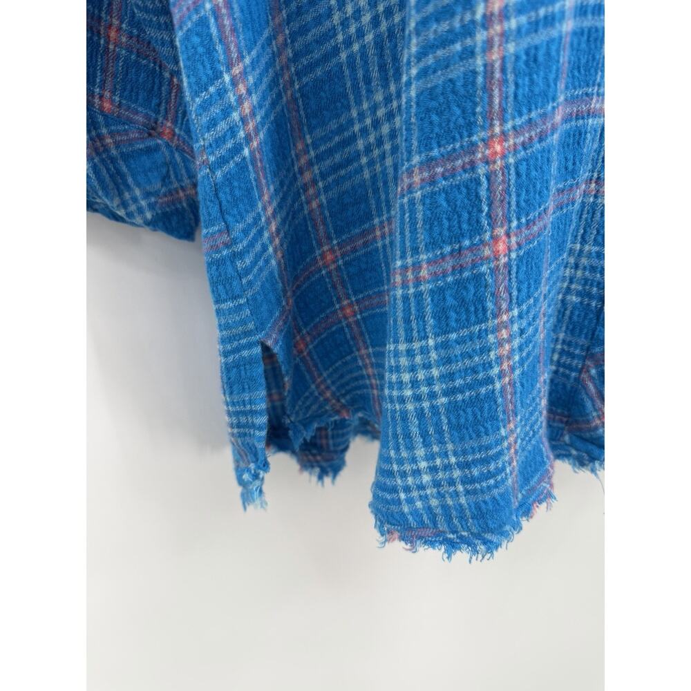 Free People Intimately Blue Plaid Long Sleeve PJ Top/Night Shirt Dress Large - Picture 6 of 12